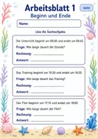Vorschau - Arbeitsblätter - Zeit-Sachaufgaben | Mathematik Klasse 3 | 6 Arbeitsblätter als PDF - Seite 1