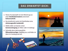 Vorschau - Stundenentwürfe - Wo ist dein Wanderer? – Kunstprojekt mit Deckfarben & Scherenschnitt | PDF-Version inkl. Vorlagen - Seite 2