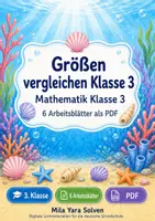 Vorschau - Arbeitsblätter - Größen vergleichen Klasse 3 | Mathematik Klasse 3 | 6 Arbeitsblätter als PDF - Deckblatt