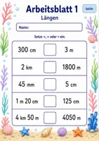 Vorschau - Arbeitsblätter - Größen vergleichen Klasse 3 | Mathematik Klasse 3 | 6 Arbeitsblätter als PDF - Seite 1