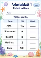 Vorschau - Arbeitsblätter - Gewichte Klasse 3 | Mathematik Klasse 3 | 6 Arbeitsblätter als PDF - Seite 1