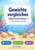 Vorschau - Arbeitsblätter - Gewichte vergleichen | Mathematik Klasse 3 | 6 Arbeitsblätter als PDF - Deckblatt
