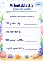 Vorschau - Arbeitsblätter - Gewichte vergleichen | Mathematik Klasse 3 | 6 Arbeitsblätter als PDF - Seite 3