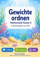 Vorschau - Arbeitsblätter - Gewichte ordnen | Mathematik Klasse 3 | 6 Arbeitsblätter als PDF - Deckblatt