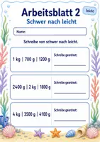Vorschau - Arbeitsblätter - Gewichte ordnen | Mathematik Klasse 3 | 6 Arbeitsblätter als PDF - Seite 2