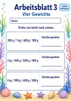 Vorschau - Arbeitsblätter - Gewichte ordnen | Mathematik Klasse 3 | 6 Arbeitsblätter als PDF - Seite 3