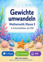Vorschau - Arbeitsblätter - Gewichte umwandeln | Mathematik Klasse 3 | 6 Arbeitsblätter als PDF - Deckblatt