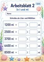 Vorschau - Arbeitsblätter - Liter umwandeln | Mathematik Klasse 3 | 6 Arbeitsblätter als PDF - Seite 2