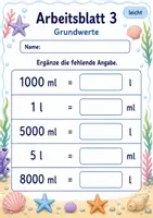 Vorschau - Arbeitsblätter - Liter umwandeln | Mathematik Klasse 3 | 6 Arbeitsblätter als PDF - Seite 3
