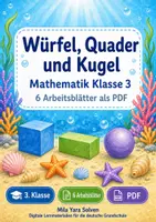 Vorschau - Arbeitsblätter - Würfel, Quader und Kugel | Mathematik Klasse 3 | 6 Arbeitsblätter als PDF - Deckblatt