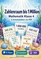 Vorschau - Arbeitsblätter - Zahlenraum bis 1 Million | Mathematik Klasse 4 | 6 Arbeitsblätter als PDF - Deckblatt