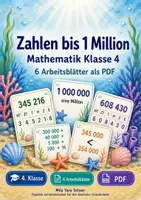 Vorschau - Arbeitsblätter - Zahlen bis 1 Million | Mathematik Klasse 4 | 6 Arbeitsblätter als PDF - Deckblatt