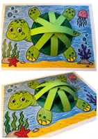 Vorschau - Mal- und Bastelvorlagen - 3D-Schildkröte basteln | Komplettpaket mit Ausmalvorlage, Hintergründen & Schritt-für-Schritt-Anleitungen | Grundschule - Seite 1