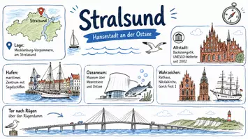 Vorschau - Arbeitsblätter - AB mit Fragen zum Thema "Stralsund" + Lösungsblatt + Infografik - Seite 1