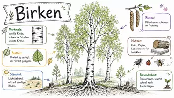 Vorschau - Arbeitsblätter - Arbeitsblatt zum Thema "Birke" + Onlineübung & MP3 + Infografik - Seite 1