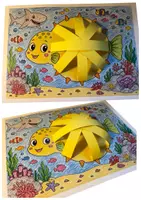 Vorschau - Mal- und Bastelvorlagen - 3D Kugelfisch basteln – Bastelvorlage mit Ausmalbild, Papierstreifen & Schritt-für-Schritt-Anleitung | Kunst Grundschule | Meer - Seite 1