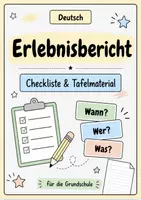 Vorschau - Unterrichtsreihen - Erlebnisbericht verfassen - Tafelmaterial mit Checkliste und differenzierten Arbeitsblättern zum Üben - Deckblatt