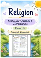 Vorschau - Lehrpläne/Lehrermaterial - Religion | Kostenlose Checkliste für den Schulstart | Kirchenjahr & weitere Themen | Förderschule & Grundschule | Klasse 1-5 - Deckblatt