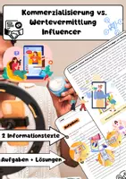Vorschau - Arbeitsblätter - Kommerzialisierung vs Wertevermittlung Influencer - Deckblatt
