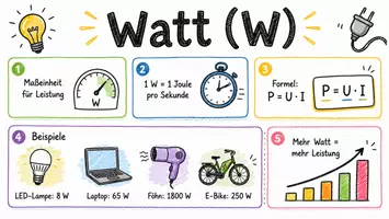 Vorschau - Arbeitsblätter - Arbeitsblätter zum Thema "Watt (Maßeinheit)" + Lösung & MP3 + Infografik - Seite 1