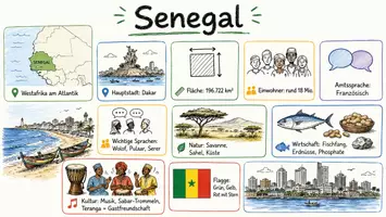 Vorschau - Arbeitsblätter - Arbeitsblätter zum Thema "Senegal" + Lösung & MP3 + Infografik - Seite 1