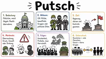 Vorschau - Arbeitsblätter - Arbeitsblätter zum Thema "Putsch" + Lösung & MP3 + Infografik - Seite 1