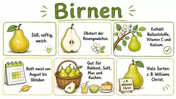 Vorschau - Arbeitsblätter - AB mit Fragen zum Thema "Birnen" + Lösungsblatt + Infografik - Seite 1