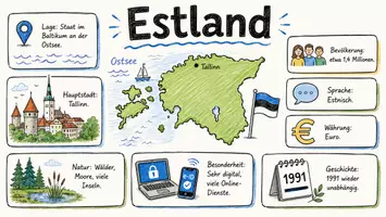 Vorschau - Arbeitsblätter - Arbeitsblätter "Estland" + Lösung & MP3 + Infografik - Seite 1
