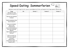Vorschau - Arbeitsblätter - Speed-Dating Sommerferien - Gesprächsanlässe zum Schulstart - Seite 1