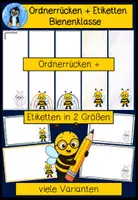 Vorschau - Arbeitsblätter - Ordnerrücken & Etiketten – Bienenklasse 🐝 | Klassentier Biene | Grundschule | beschriftbare Ordnerlabels - Deckblatt