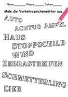 Vorschau - Arbeitsblätter - Materialpaket - Verkehrsschilder / Verkehrszeichen Malen - DaZ/DaF/Kunst/Deutsch/Sachunterricht - Seite 3