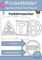 Vorschau - Arbeitsblätter - Prickelbilder / Fensterbilder PAKET - Verkehrsschilder / Verkehrszeichen - Grundschule - Bastelvorlagen - Seite 1