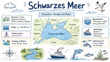 Vorschau - Arbeitsblätter - AB mit Fragen zum Thema "Schwarzes Meer" + Lösungsblatt + Infografik - Seite 1