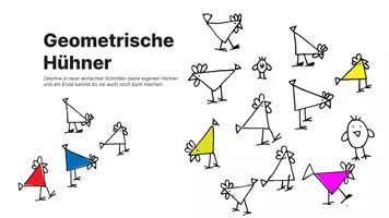 Vorschau - Arbeitsblätter - Schritt für Schritt ein geometrisches Huhn zeichnen – Einfache Zeichenanleitung - Seite 1