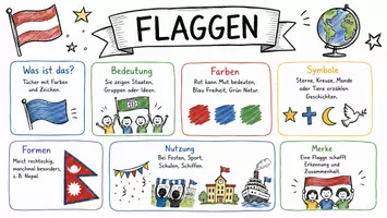 Vorschau - Arbeitsblätter - AB mit Fragen zum Thema "Flagge" + Lösungsblatt + Infografik - Seite 1