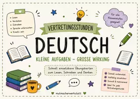 Vorschau - Arbeitsblätter - Vertretungsstunden Deutsch – Kleine Aufgaben für zwischendurch (Klassen 3–7) - Deckblatt