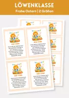 Vorschau - Anderer Materialtyp - Löwenklasse - Frohe Ostern Kärtchen Grundschule | Klassentier Löwe | Osterkarten in 2 Größen - Deckblatt