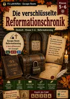 Vorschau - Arbeitsblätter - Reformationstag Escape Room Deutsch Klasse 5–6 – Die verschlüsselte Reformationschronik | Grammatik 3-fach differenziert - Deckblatt