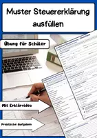 Vorschau - Arbeitsblätter - Muster Steuererklärung ausfüllen Übung - Deckblatt