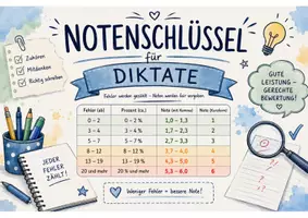 Vorschau - Klassenarbeiten - Notenschlüssel Diktate mit 100 bis 240 Wörtern. - Deckblatt