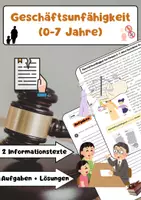 Vorschau - Arbeitsblätter - Die Geschäftsunfähigkeit (0-7 Jahre) Geschäftsfähigkeit - Deckblatt
