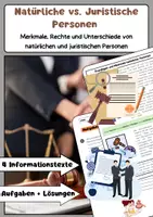 Vorschau - Arbeitsblätter - Natürliche und Juristische Personen Geschäftsfähigkeit - Deckblatt