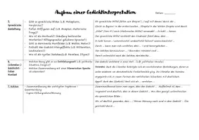 Vorschau - Arbeitsblätter - Aufbau einer Gedichtinterpretation inkl. Formulierungshilfen - Seite 1