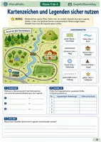 Vorschau - Arbeitsblätter - Basisscreening Geografie Arbeitsheft Klasse 5 bis 6 Schulstart Karten Räume Maßstab und Orientierung - Seite 3