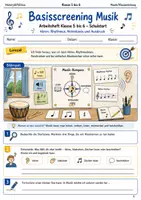 Vorschau - Arbeitsblätter - Basisscreening Musik Klasse 5 bis 6 Arbeitsheft - Deckblatt
