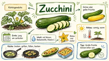 Vorschau - Arbeitsblätter - AB mit Fragen zum Thema "Zucchini" + Lösungsblatt + Infografik - Seite 1