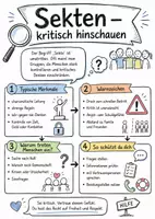 Vorschau - Arbeitsblätter - Lernposter + Arbeitsblätter zum Thema "Sekte" + Lösung & Fragen & MP3 + Mindmap + Infografiken - Deckblatt