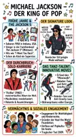 Vorschau - Arbeitsblätter - Lernplakat + Arbeitsblätter zum Thema "Michael Jackson" + Lösung & MP3 + Mindmap + Infografik - Deckblatt