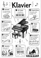 Vorschau - Arbeitsblätter - Lernposter + Arbeitsblätter zum Thema "Klavier" + Lösung & Fragen & MP3 + Mindmap + Infografiken - Deckblatt