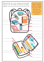 Vorschau - Arbeitsblätter - What is in my school bag? (school things) - Deckblatt